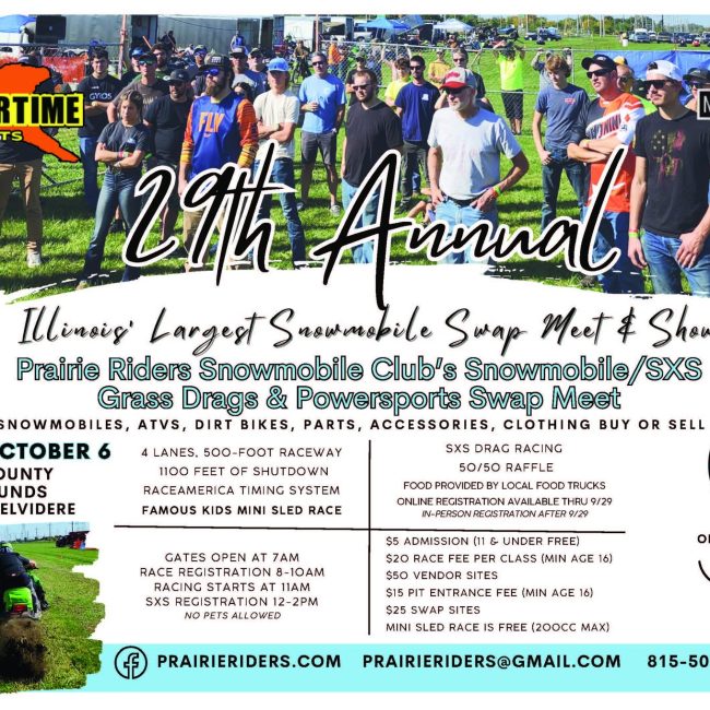 29th Annual Snowmobile / SxS Grass Drags and Powersports Swap meet.