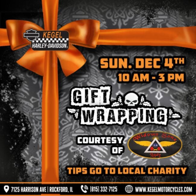 Gift Wrapping with Widows Sons Ladies at Kegel Harley-Davidson