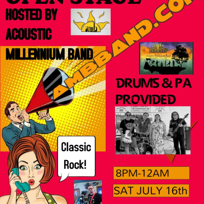ACOUSTIC MILLENNIUM BAND AND BREWSKY’S PRESENTS OPEN STAGE