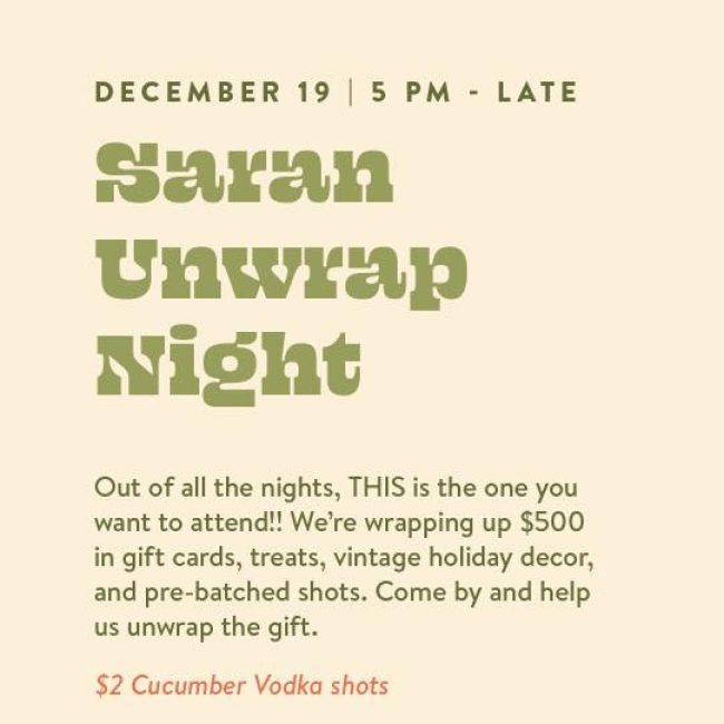 Saran Unwrap Night @ 5bar.co