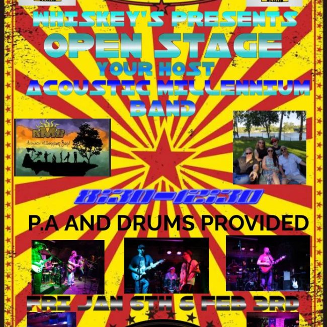 OPEN STAGE AT Host Acoustic Millennium Band @ WHISKEY’S ROADHOUSE