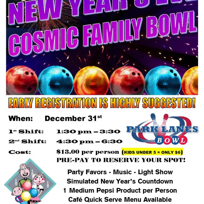 New Year’s Eve Cosmic FAMILY Bowl @ Park Lanes