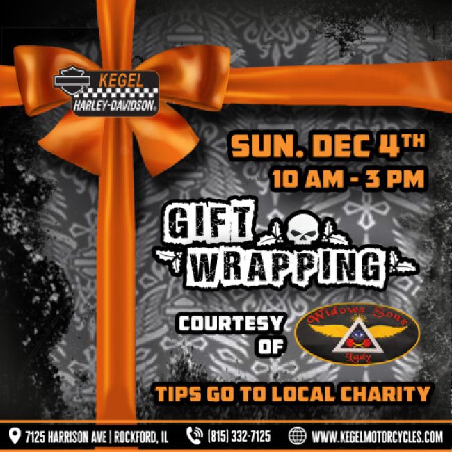 Gift Wrapping with Widows Sons Ladies at Kegel Harley-Davidson